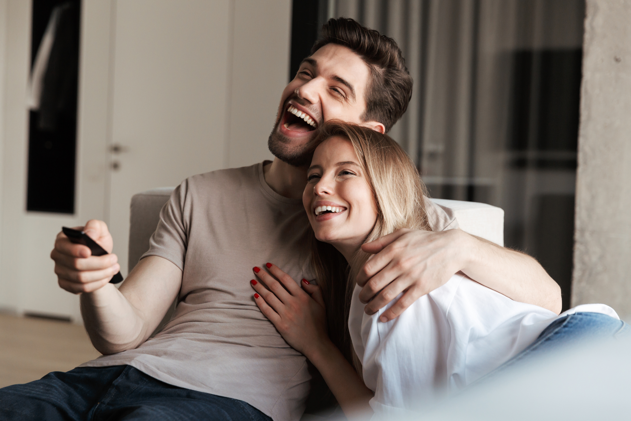 Happy Couple Smiling at Home, Cosmetic and General Dentistry in La Jolla San Diego