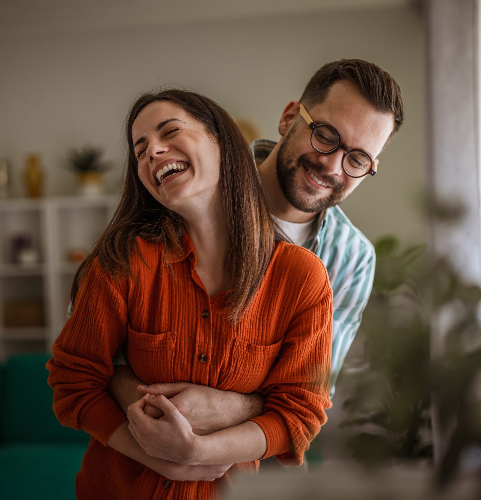 Happy Couple Smiling at Home, Cosmetic and General Dentistry in La Jolla San Diego